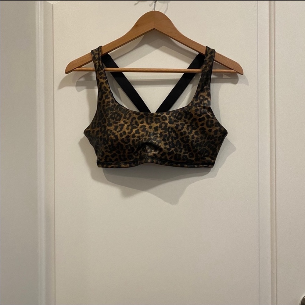 Spanx Faux Leather Leopard Low Impact Sports Bra - Picture 4 of 5